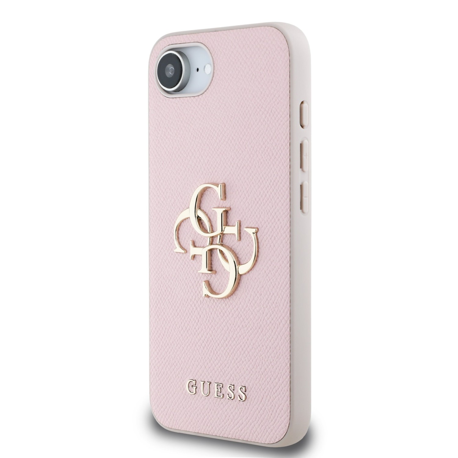 Guess PU Grained 4G Metal Logo Zadní Kryt pro iPhone SE4 Pink