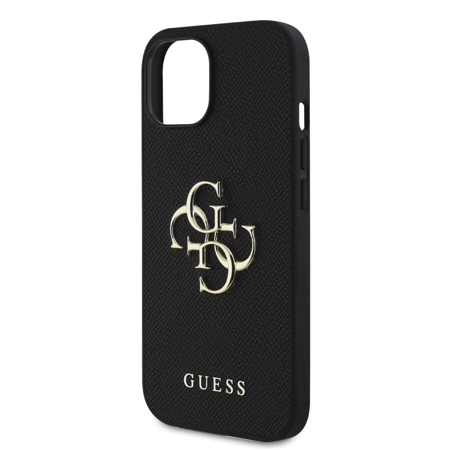 Guess PU Grained 4G Metal Logo Zadní Kryt pro iPhone 15 Black