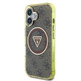 Guess IML 4G Glitter and Triangle Logo MagSafe Zadní Kryt pro iPhone 16 Brown