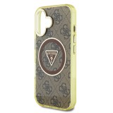 Guess IML 4G Glitter and Triangle Logo MagSafe Zadní Kryt pro iPhone 16 Brown