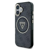 Guess IML 4G Glitter and Triangle Logo MagSafe Zadní Kryt pro iPhone 16 Black