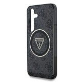 Guess IML 4G Glitter and Triangle Logo MagSafe Zadní Kryt pro Samsung Galaxy S25 Black