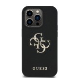 Guess PU Grained 4G Metal Logo Zadní Kryt pro iPhone 14 Pro Black