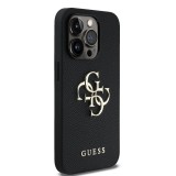 Guess PU Grained 4G Metal Logo Zadní Kryt pro iPhone 14 Pro Black