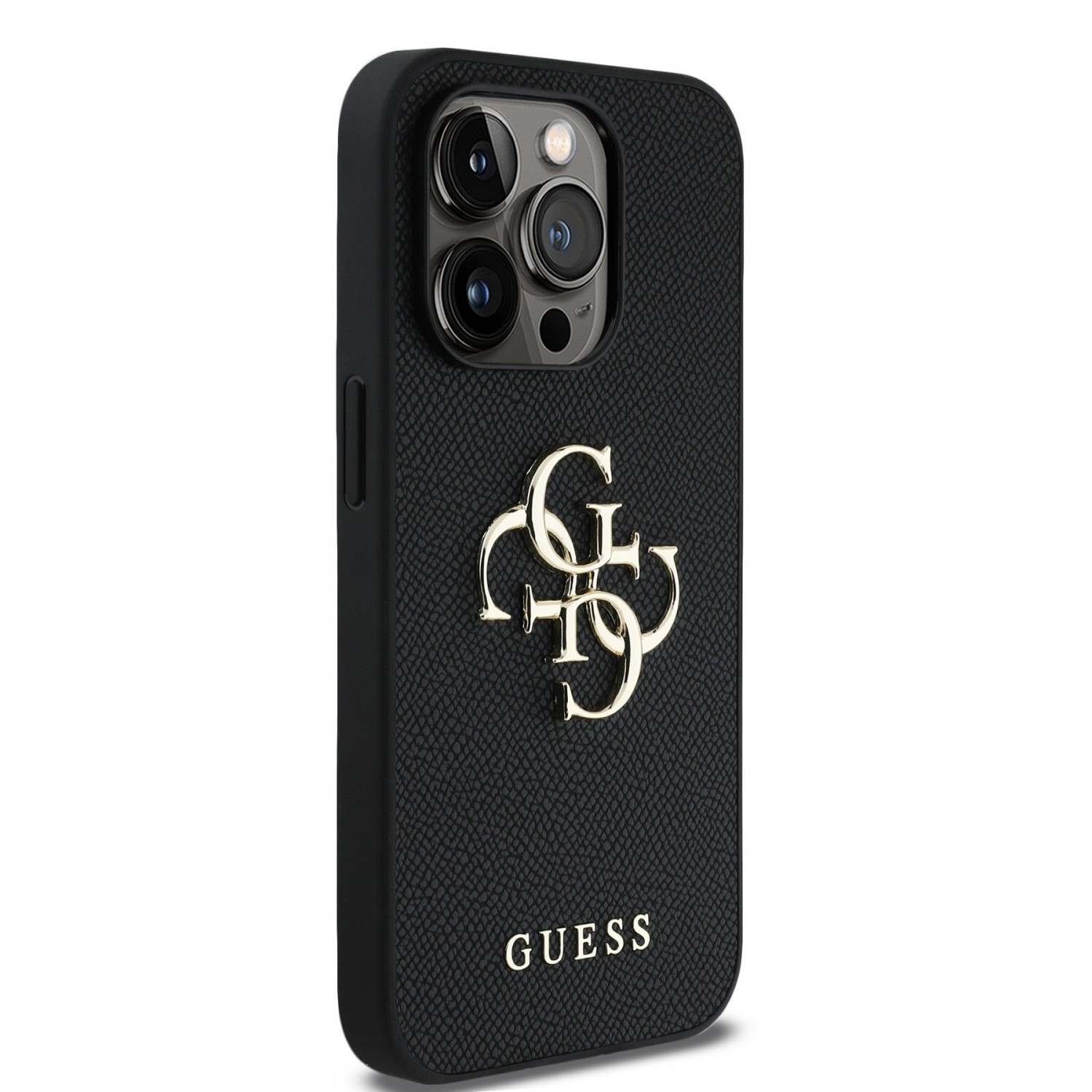 Guess PU Grained 4G Metal Logo Zadní Kryt pro iPhone 13 Pro Black