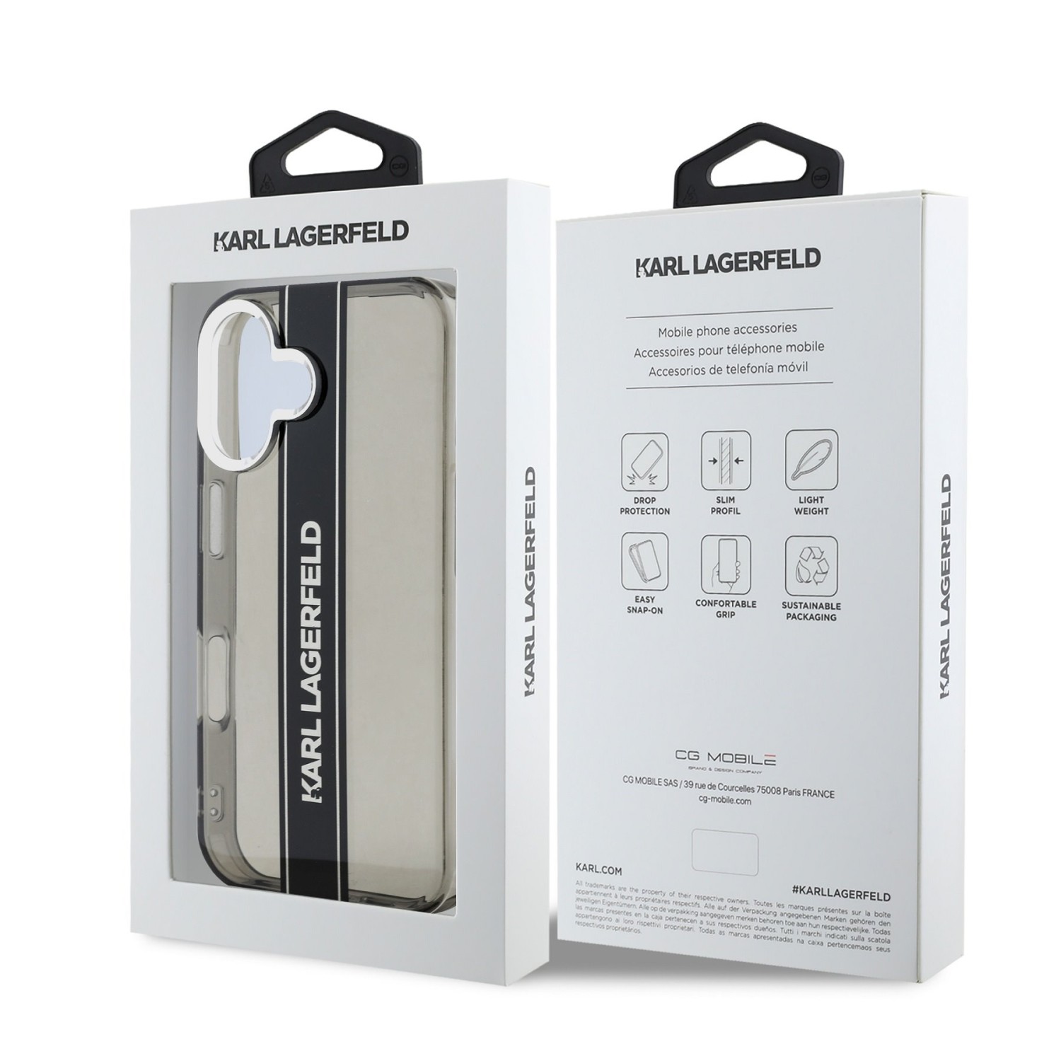 Karl Lagerfeld IML Stripe Logo Zadní Kryt pro iPhone 16 Black