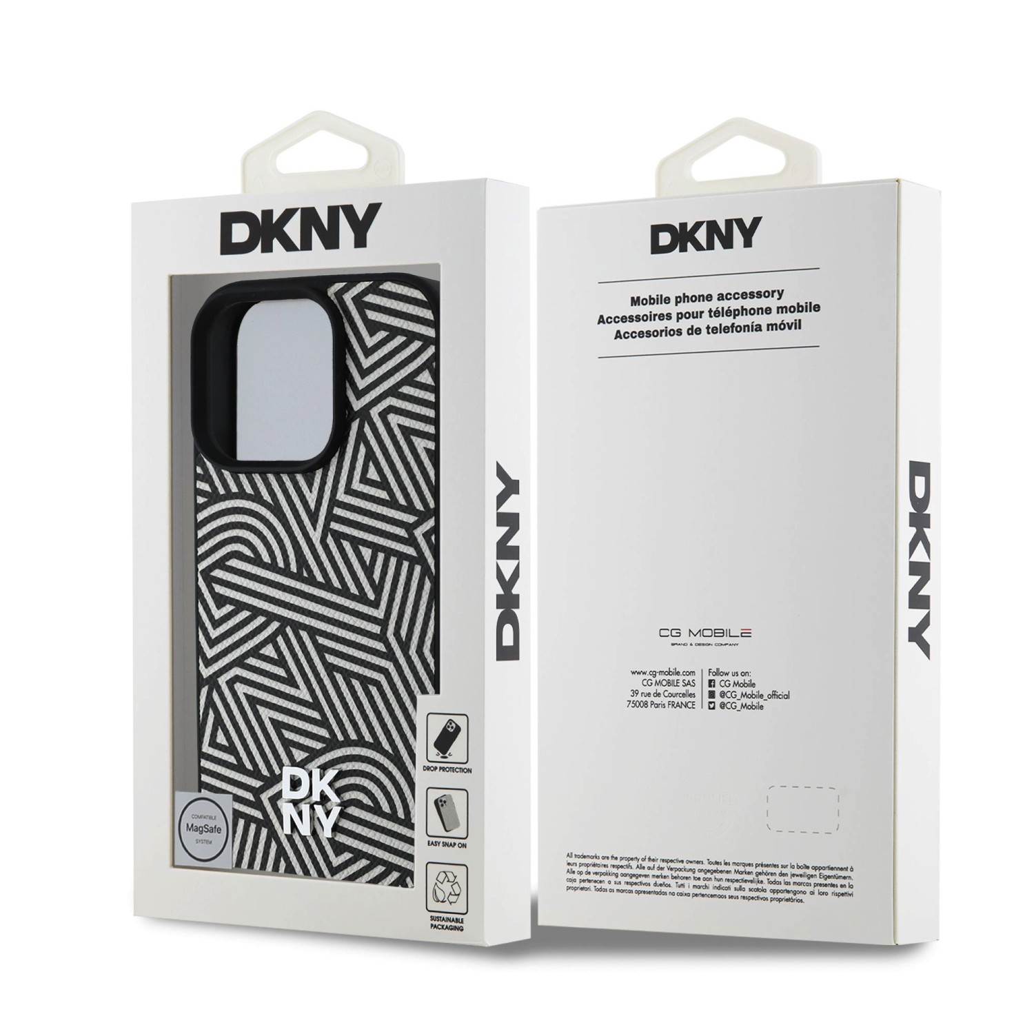 DKNY PU Leather Crosswalk Pattern Magsafe Zadní Kryt pro iPhone 16 Pro Max Ivory