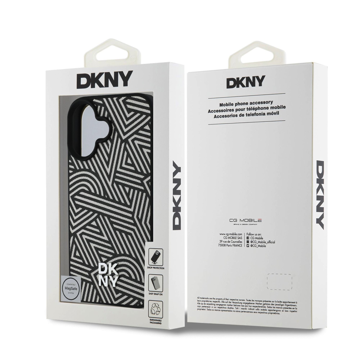 DKNY PU Leather Crosswalk Pattern Magsafe Zadní Kryt pro iPhone 16 Ivory