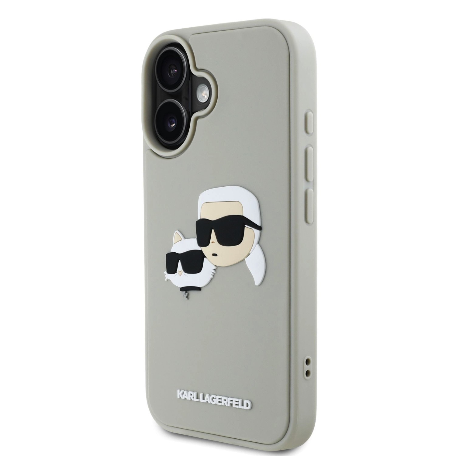 Karl Lagerfeld 3D Rubber Double Heads Zadní Kryt pro iPhone 16 Beige