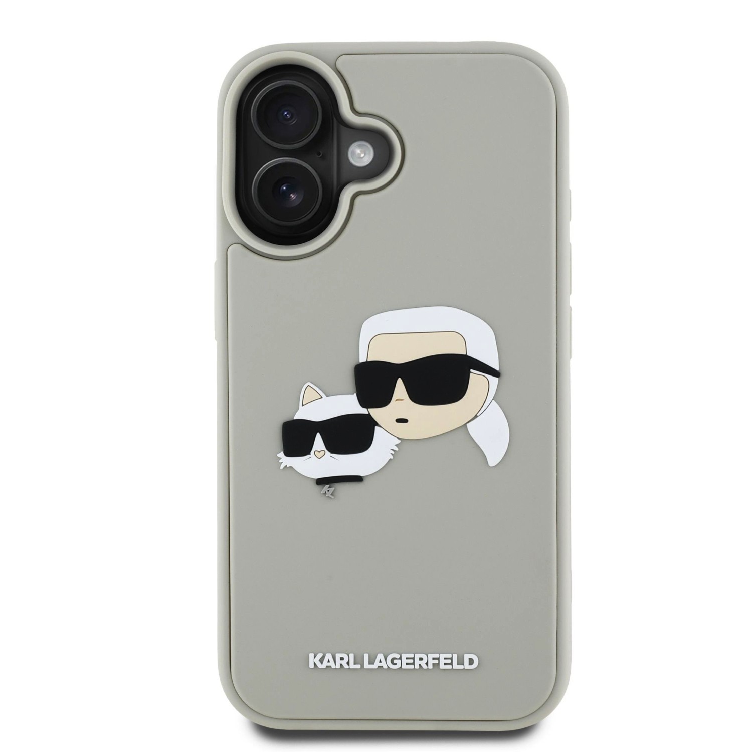 Karl Lagerfeld 3D Rubber Double Heads Zadní Kryt pro iPhone 16 Beige