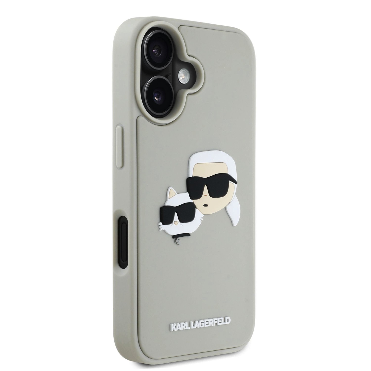 Karl Lagerfeld 3D Rubber Double Heads Zadní Kryt pro iPhone 16 Beige