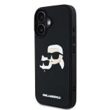 Karl Lagerfeld 3D Rubber Double Heads Zadní Kryt pro iPhone 16 Black