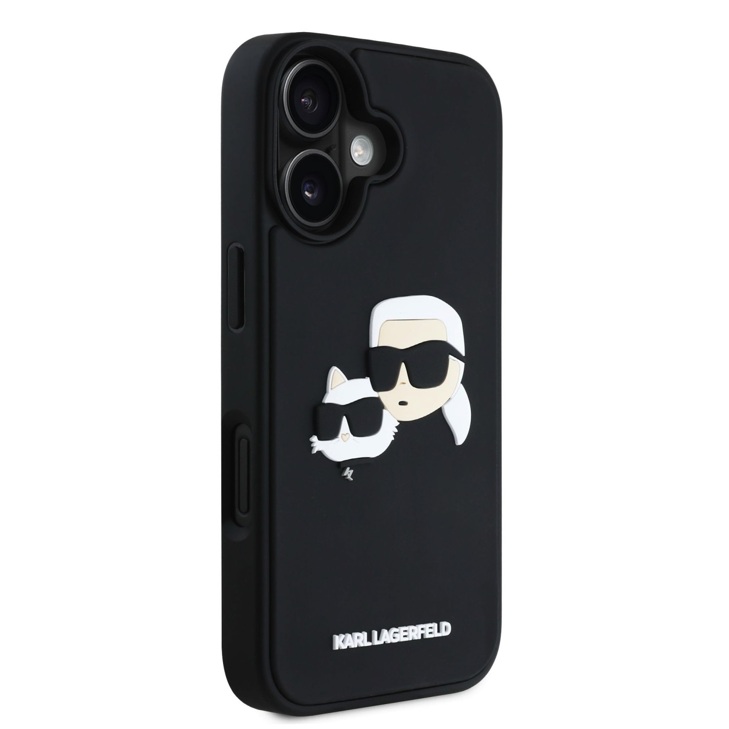 Karl Lagerfeld 3D Rubber Double Heads Zadní Kryt pro iPhone 16 Black