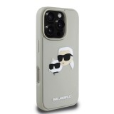 Karl Lagerfeld 3D Rubber Double Heads Zadní Kryt pro iPhone 16 Pro Max Beige