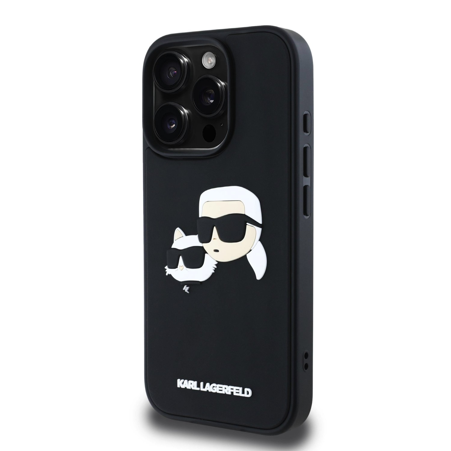 Karl Lagerfeld 3D Rubber Double Heads Zadní Kryt pro iPhone 16 Pro Max Black