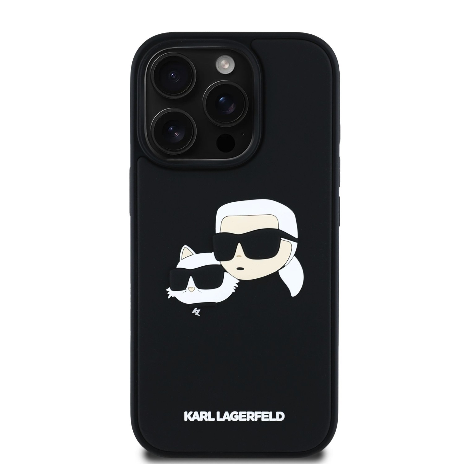 Karl Lagerfeld 3D Rubber Double Heads Zadní Kryt pro iPhone 16 Pro Max Black