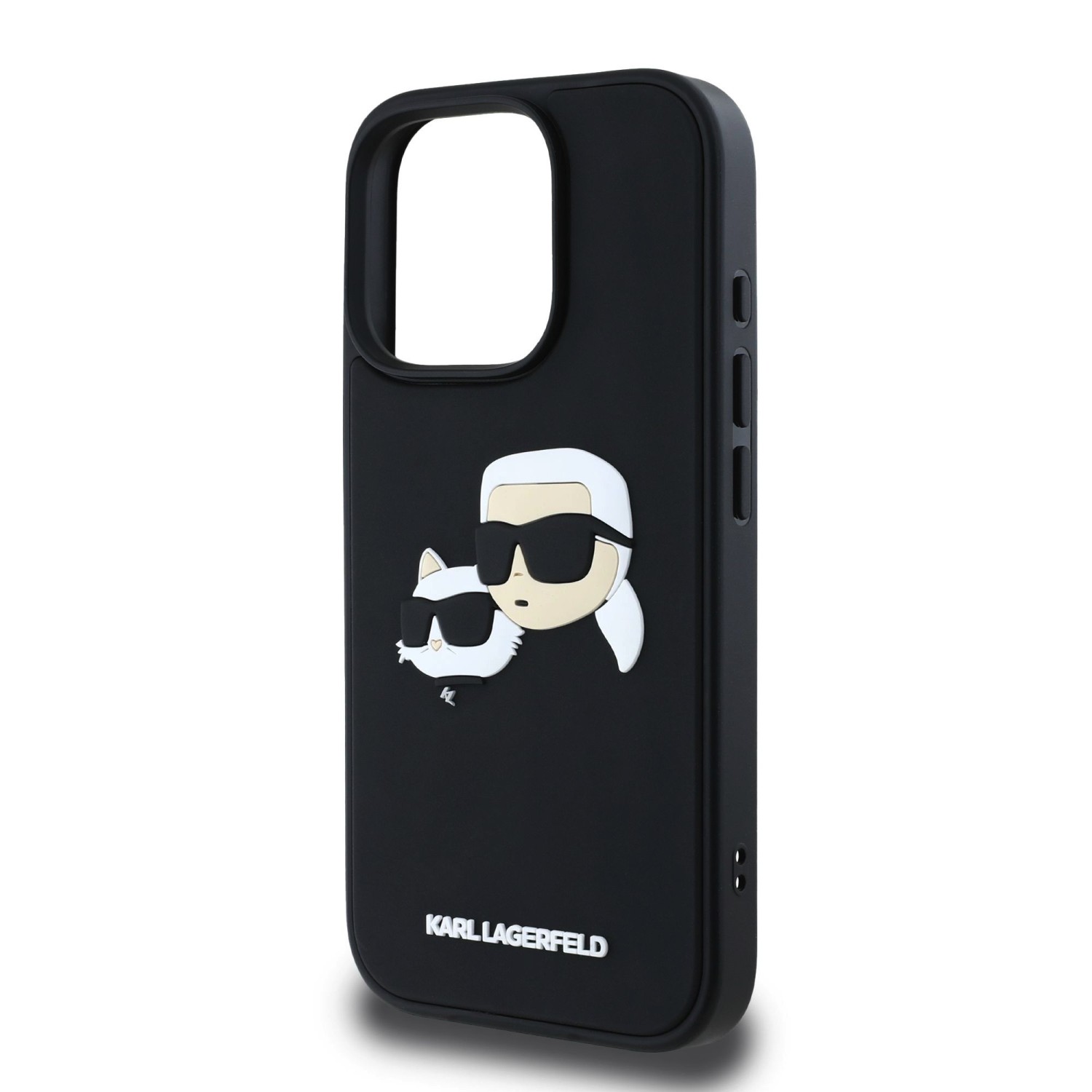 Karl Lagerfeld 3D Rubber Double Heads Zadní Kryt pro iPhone 16 Pro Max Black