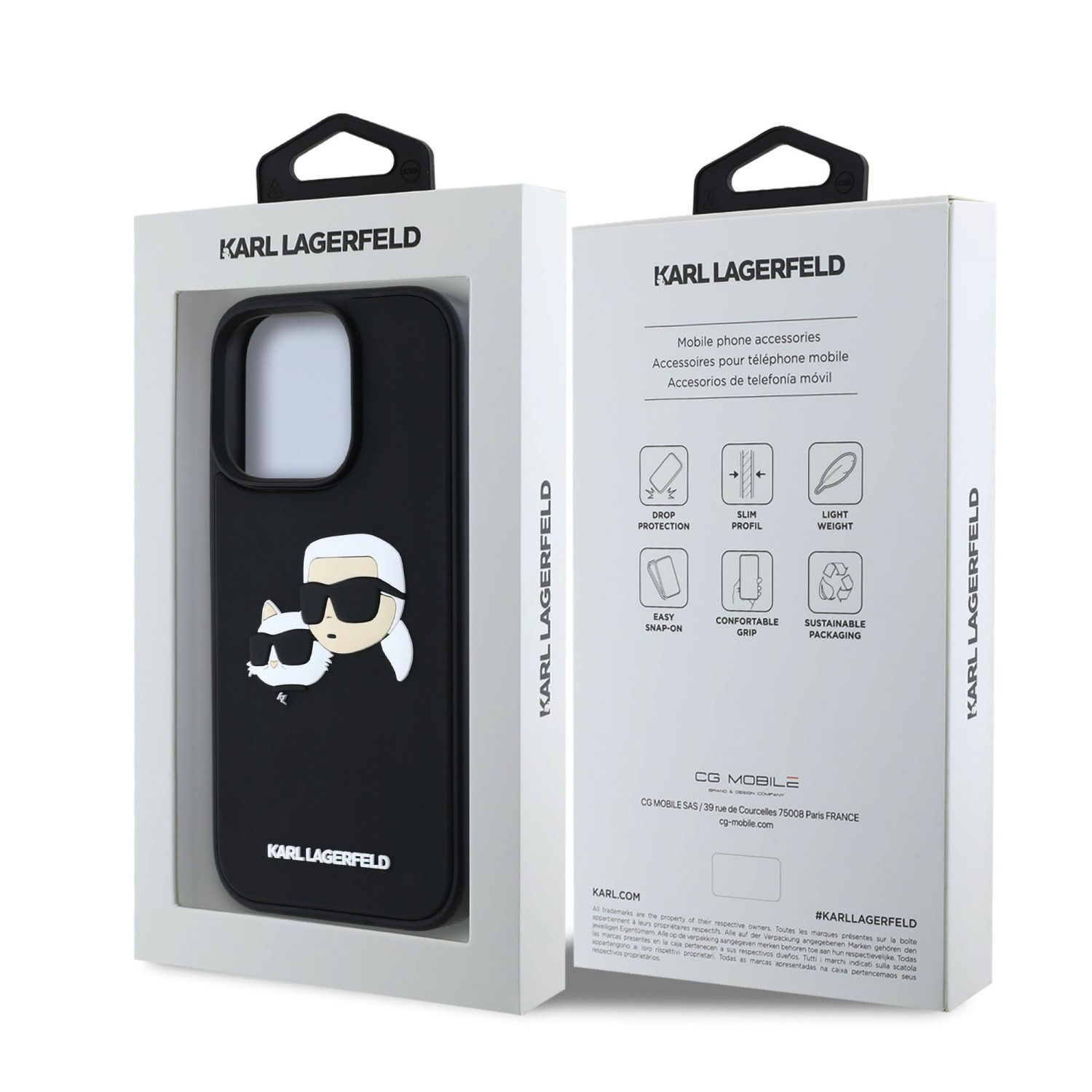 Karl Lagerfeld 3D Rubber Double Heads Zadní Kryt pro iPhone 16 Pro Max Black