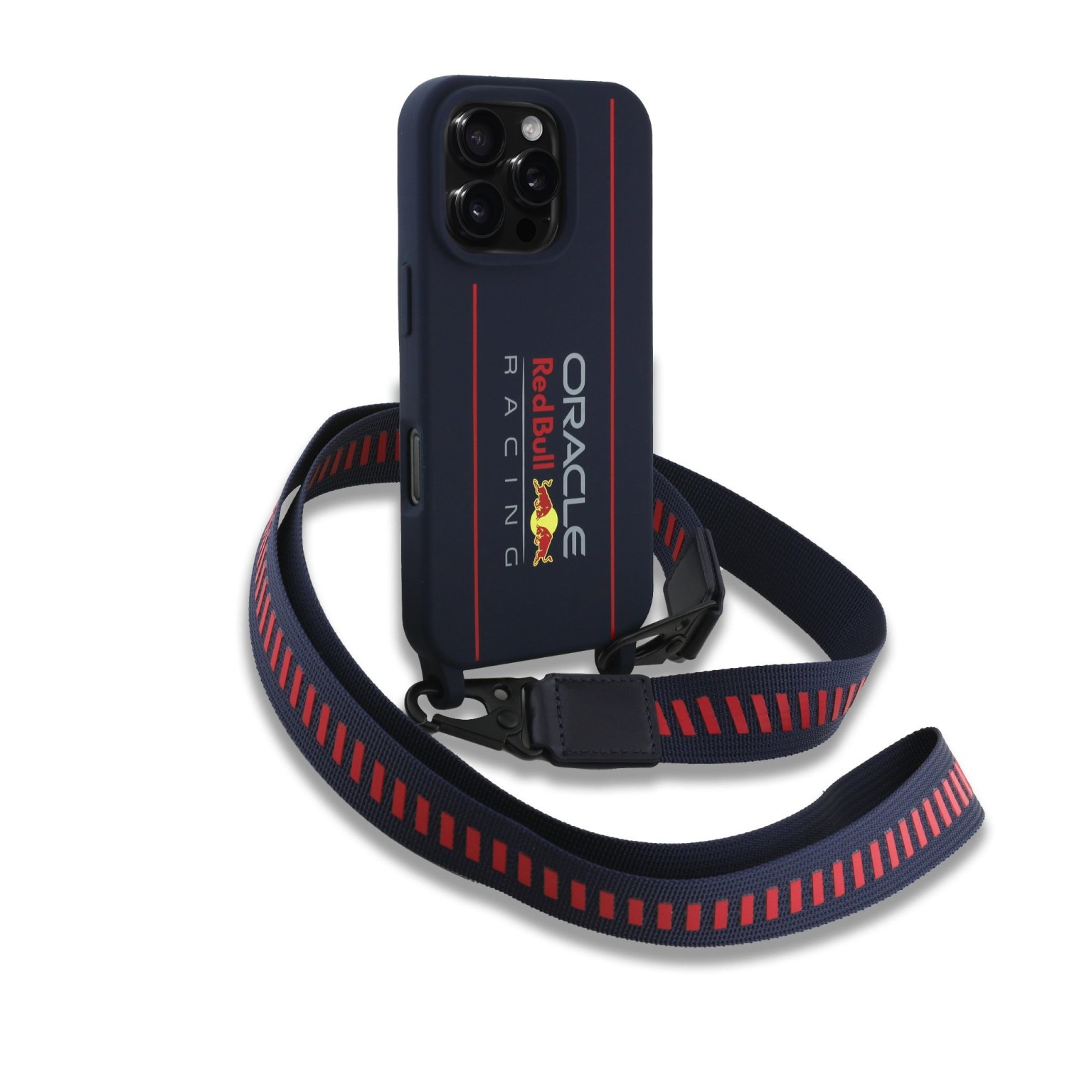 Red Bull Silicone Vertical Logo MagSafe Zadní Kryt + Crossbody Popruh pro iPhone 16 Pro Max Navy