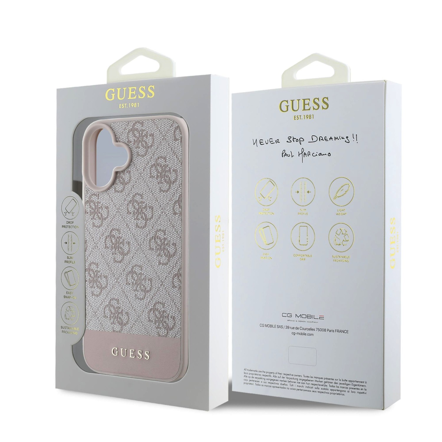 Guess PU 4G Stripe Zadní Kryt pro iPhone 16 Pink