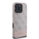 Guess PU 4G Stripe Zadní Kryt pro iPhone 16 Pro Pink