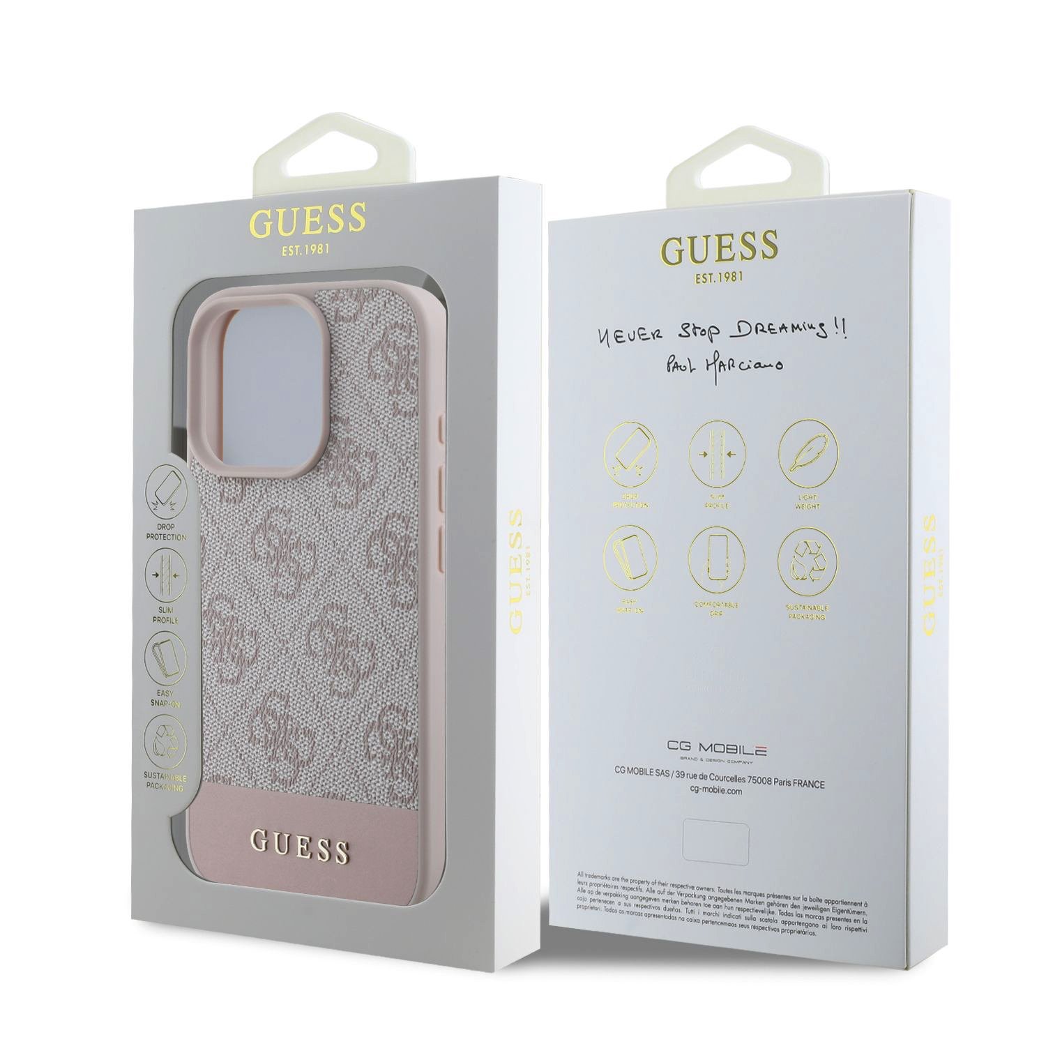 Guess PU 4G Stripe Zadní Kryt pro iPhone 16 Pro Pink