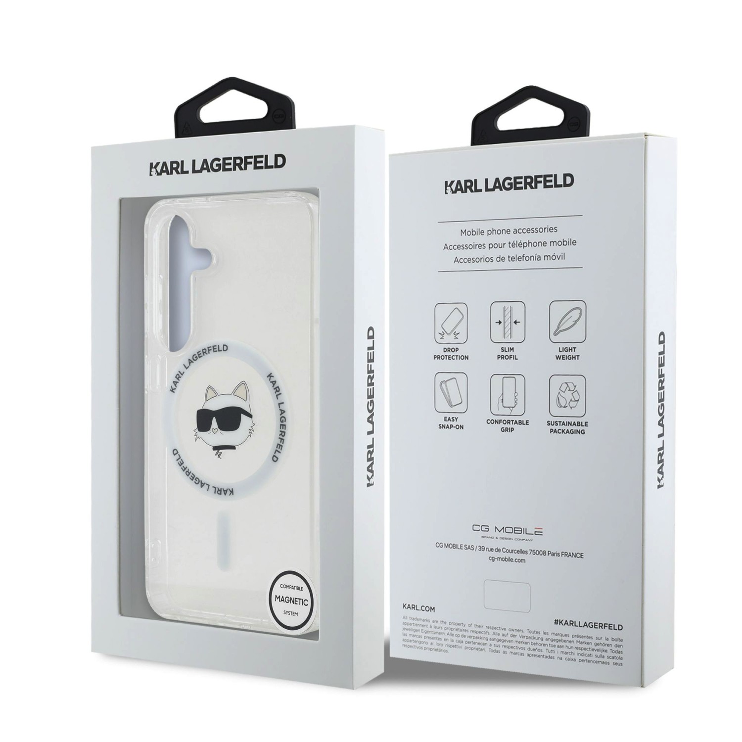 Karl Lagerfeld IML Choupette Head MagSafe Zadní Kryt pro Samsung Galaxy S25+ Transparent