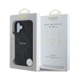Zadní kryt Guess PU Leather 4G Colored Ring MagSafe pro Apple iPhone 16e, černá