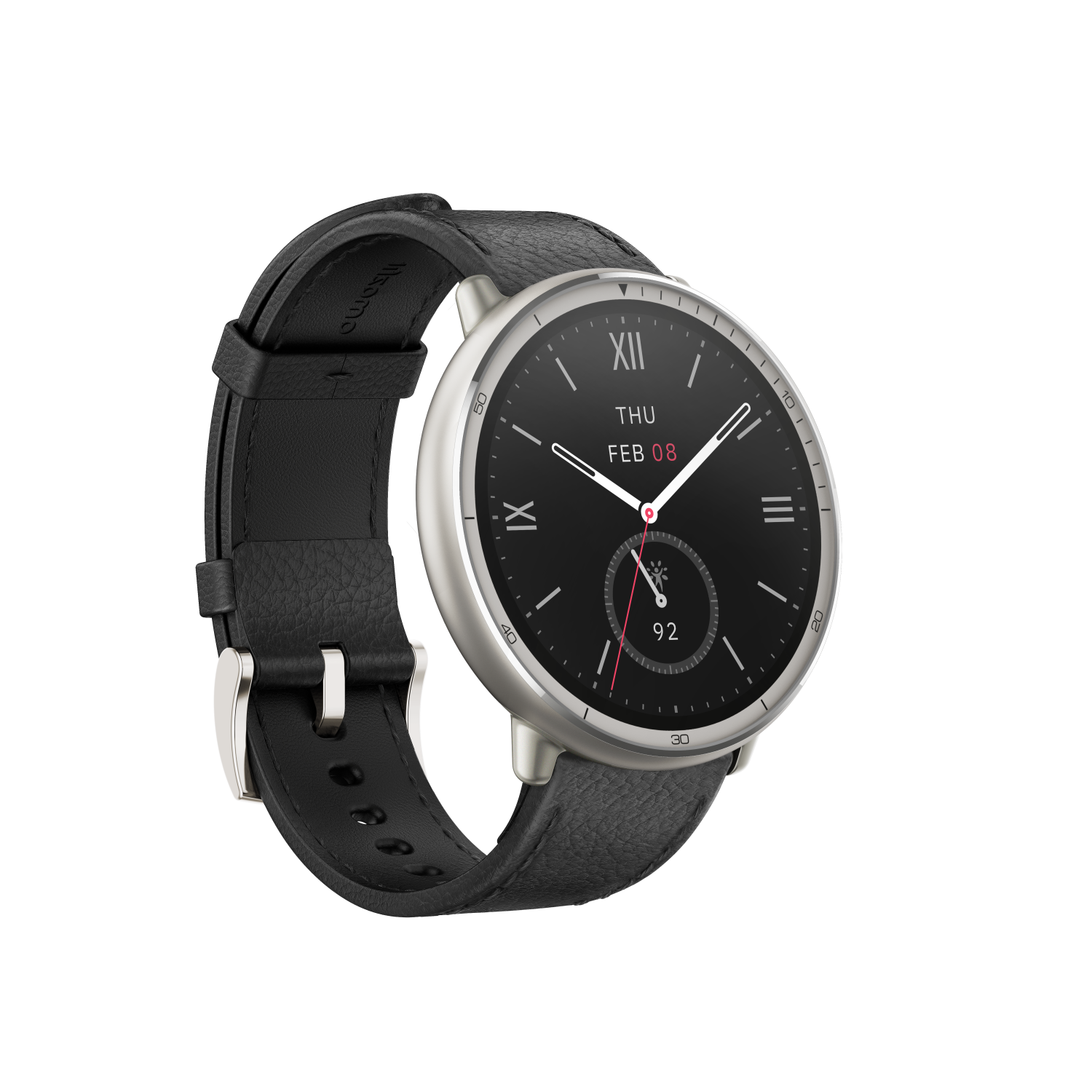 Amazfit Active 2 Round NFC /Silver/Elegant Band/Black Leather