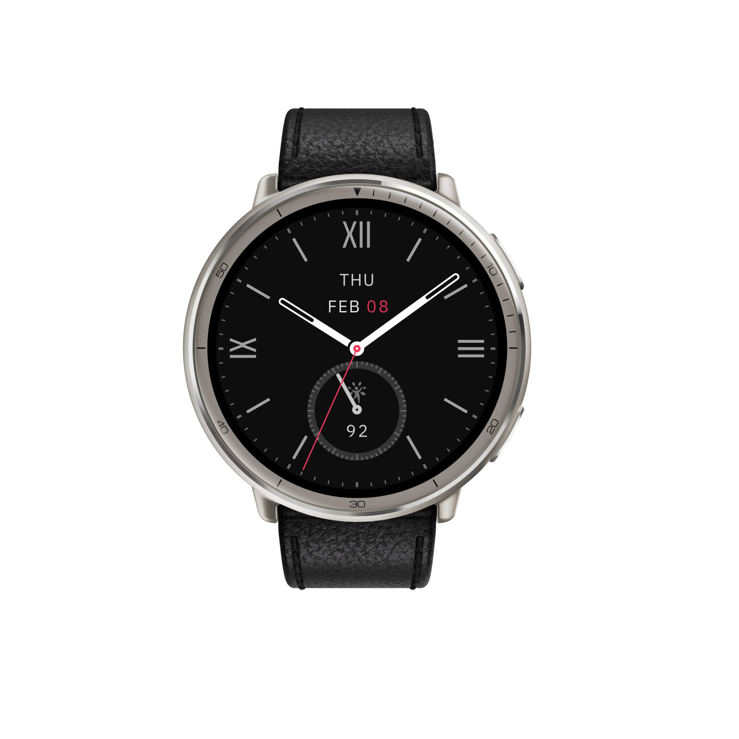 Amazfit Active 2 Round NFC /Silver/Elegant Band/Black Leather