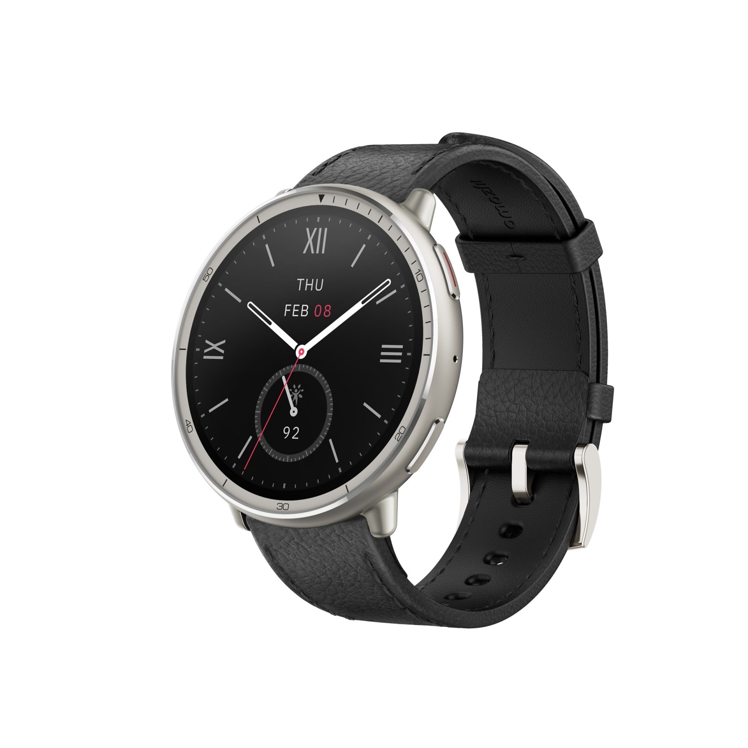 Amazfit Active 2 Round NFC /Silver/Elegant Band/Black Leather