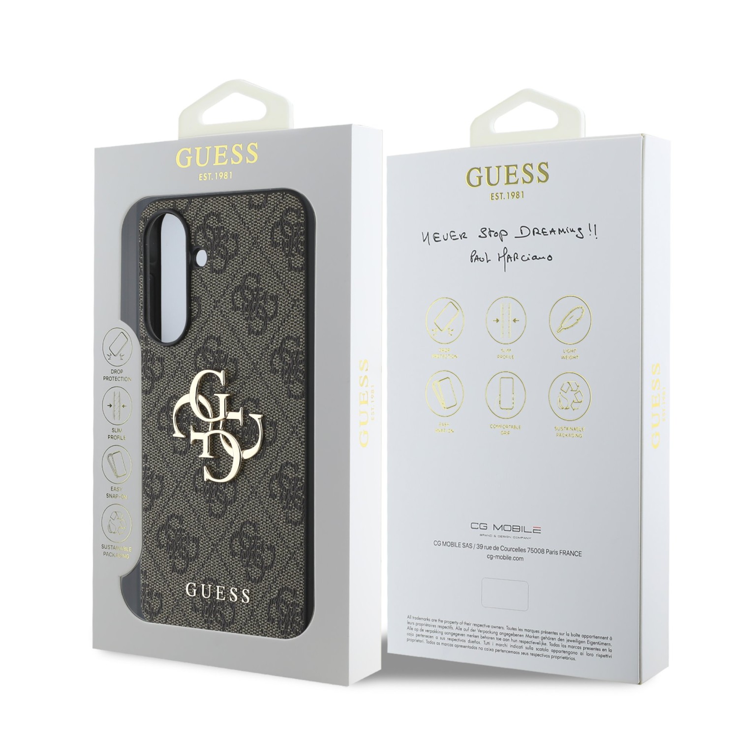 Guess PU 4G Metal Logo Zadní Kryt pro Samsung Galaxy A36 Brown