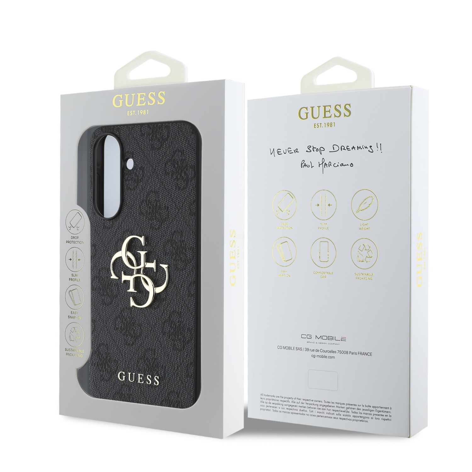 Guess PU 4G Metal Logo Zadní Kryt pro Samsung Galaxy A36 Grey