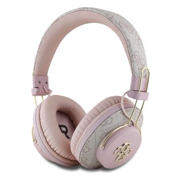 Bezdrátová sluchátka Guess PU 4G Metal Logo ENC, růžová