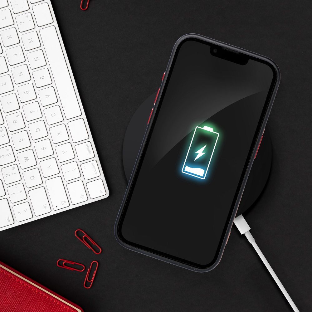 COLOR EDGE MAG COVER case compatible with MagSafe for IPHONE 16 Plus black red