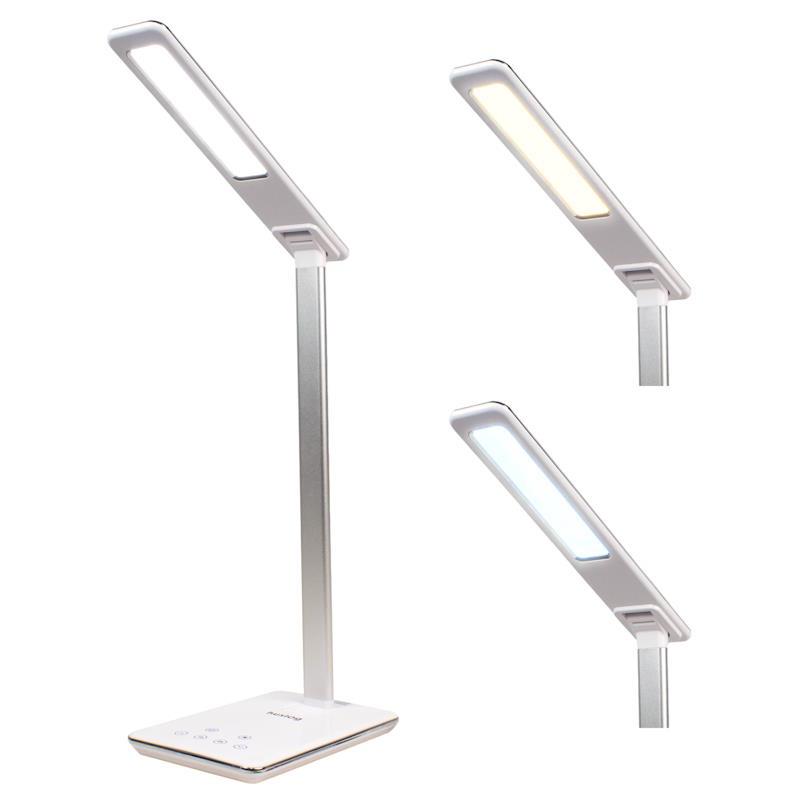 Stolní LED lampička Huslog OW-390202 s bezdrátovou nabíječkou, bílá 