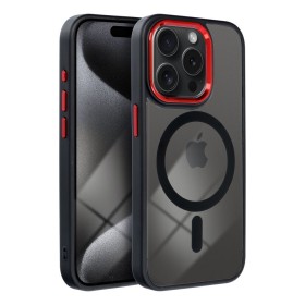 Zadní kryt COLOR EDGE MAG COVER case compatible with MagSafe pro Apple iPhone 15 Pro, černá červená