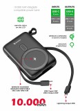 Swissten Power Bank 10000 mAh PD 22,5W s integrovanými kabely USB-C / Lightning (kompatibilní s MagSafe) 
