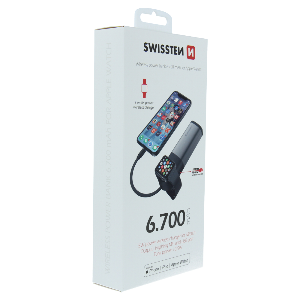 Swissten Powerbank 2in1 Apple Watch MFI 6700 mAh