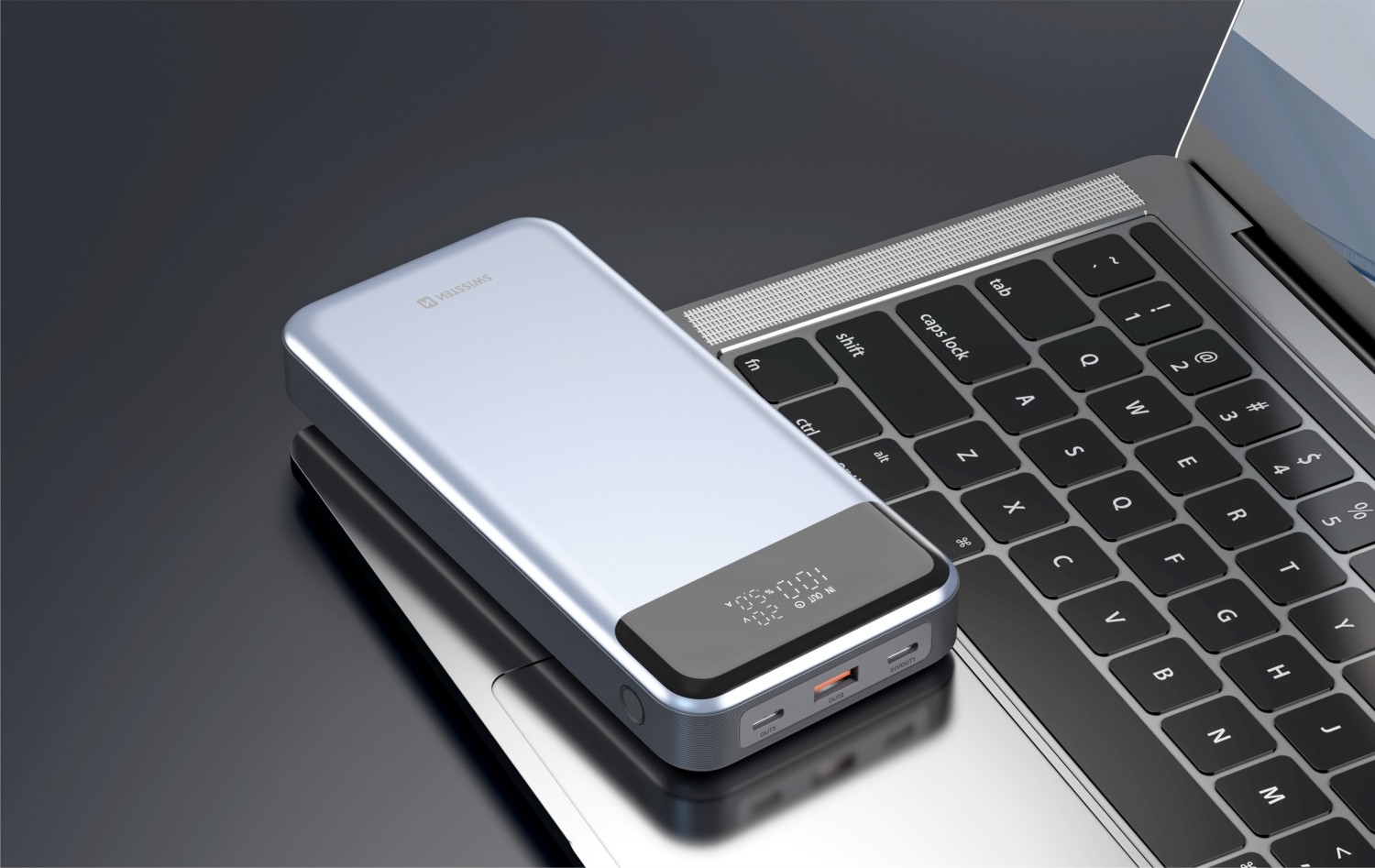 Swissten Power Bank 30000 mAh pro notebooky 133W Power Delivery šedá