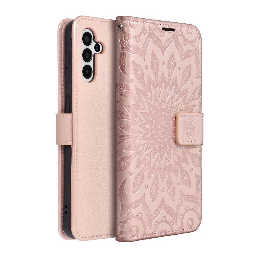 Flipové pouzdro MEZZO Book case pro Xiaomi Redmi Note 14 Pro 4G, mandala rose gold