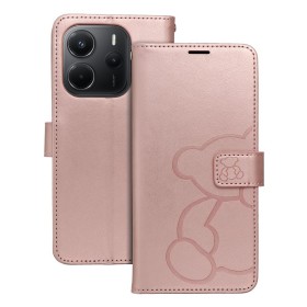 Flipové pouzdro MEZZO Book case pro Xiaomi Redmi Note 14 4G GLOBAL, teddy bear rose gold