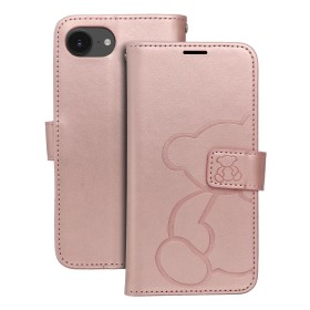 Flipové pouzdro MEZZO Book case pro Apple iPhone 16e, teddy bear rose gold
