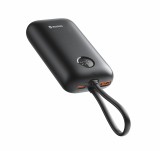 Swissten Power Bank Voltbox 35W 10000 mAh s integrovanými kabely USB-C a Lightning černá