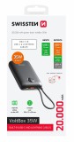 Swissten Power Bank Voltbox 35W 20.000 mAh s integrovanými kabely USB-C a Lightning – černá