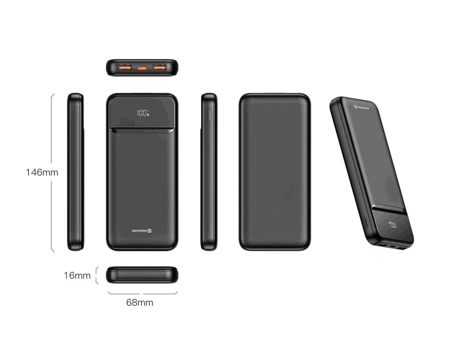 Swissten Power Bank 10.000 mAh Power Line II černá