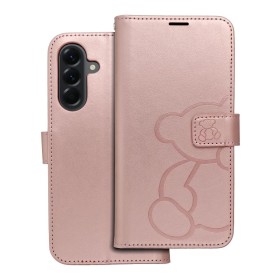 Flipové pouzdro MEZZO Book case pro Samsung Galaxy A56 5G, teddy bear rose gold