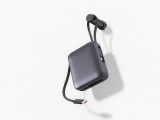 Swissten Power Bank 10 000 mAh s integrovanými kabely USB-C a Lightning vesmírně stříbrná