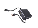 Swissten Power Bank 10 000 mAh s integrovanými kabely USB-C a Lightning vesmírně stříbrná