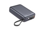 Swissten Power Bank 20 000 mAh s integrovanými kabely USB-C a Lightning vesmírně stříbrná
